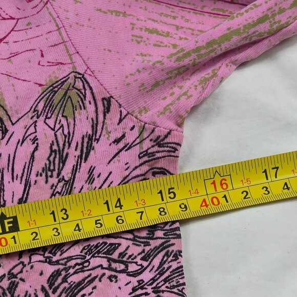 Glima Womens Size Small Pink Floral Graphic 3/4 Sleeve Shirt Made In USA - Picture 9 of 11